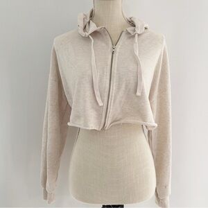 Lilyful Cream Cropped Hoodie Long Sleeve